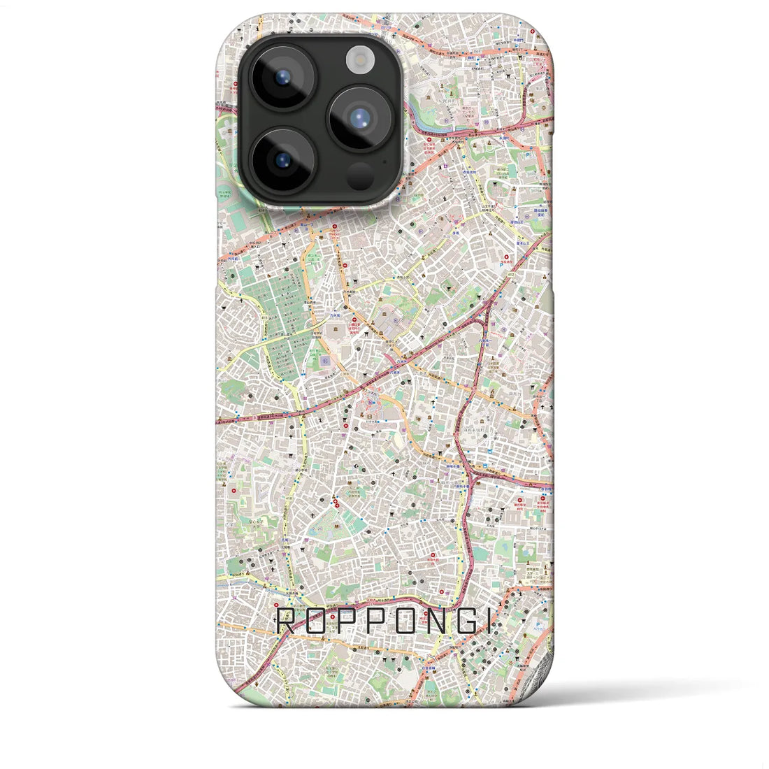 【六本木】地図柄iPhoneケース（バックカバータイプ・ナチュラル）iPhone 15 Pro Max 用