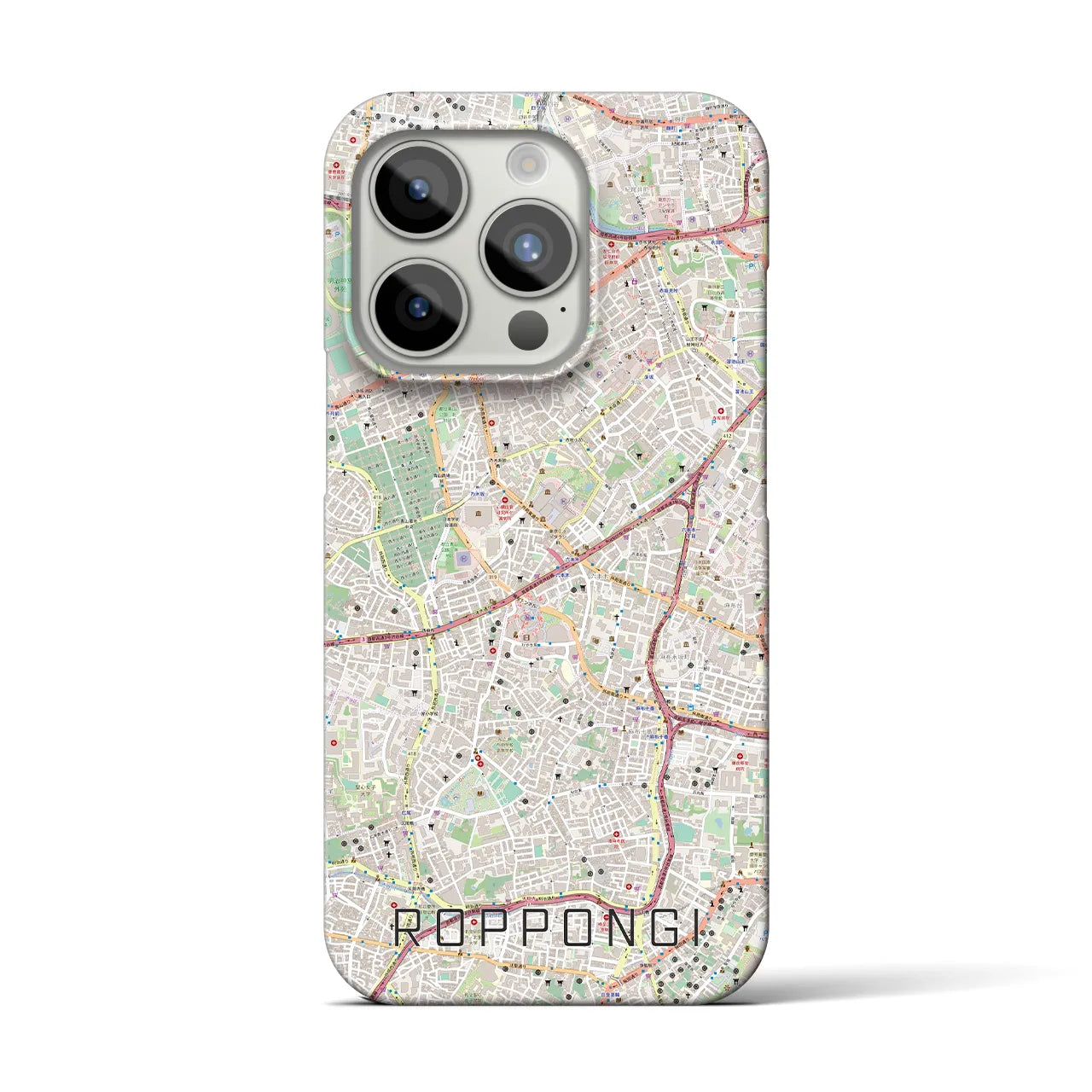 【六本木】地図柄iPhoneケース（バックカバータイプ・ナチュラル）iPhone 15 Pro 用