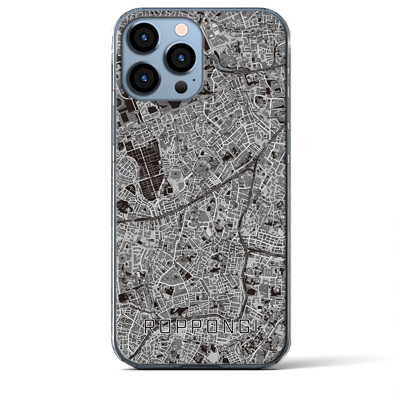 【六本木】地図柄iPhoneケース（クリアタイプ・モノトーン）iPhone 13 Pro Max 用