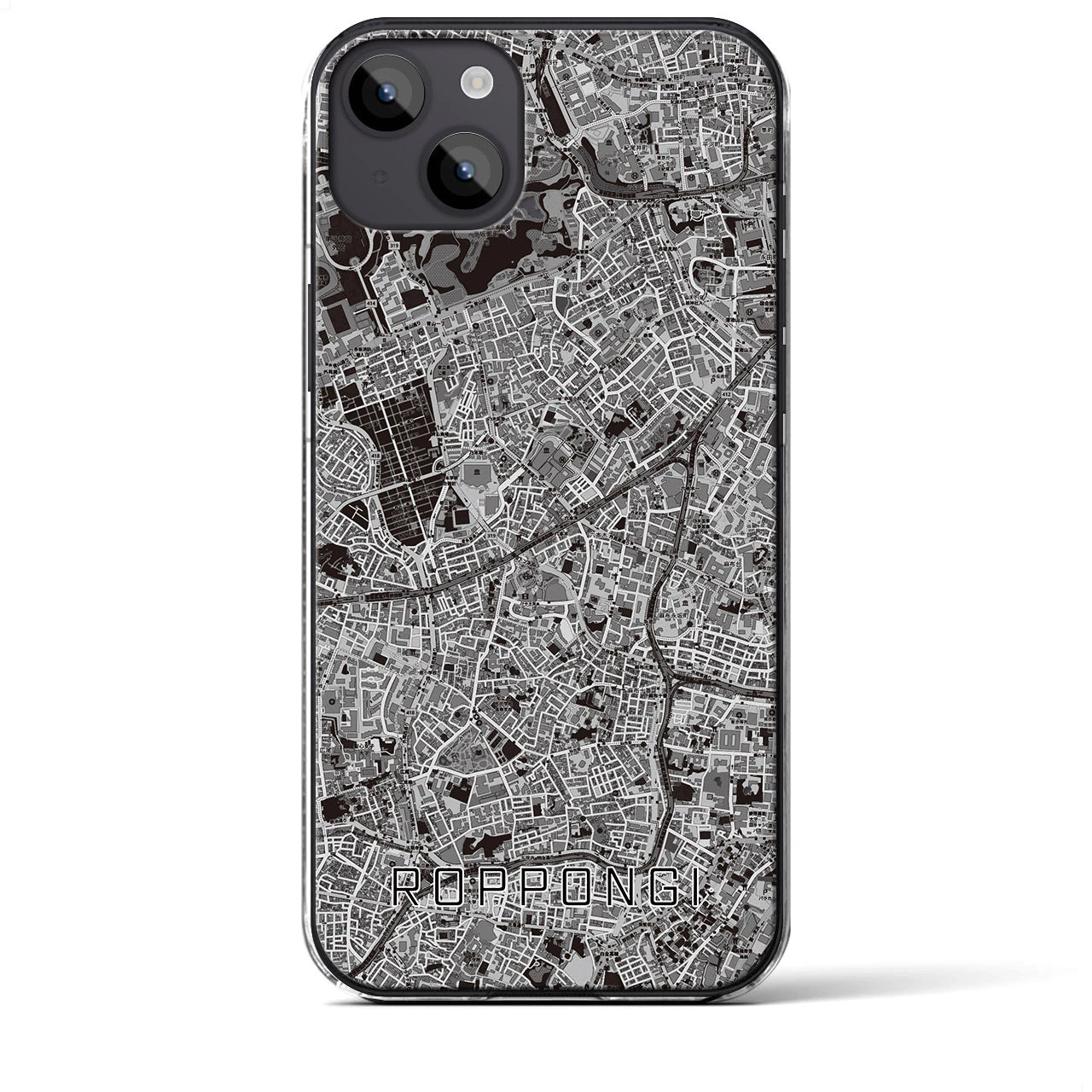 【六本木】地図柄iPhoneケース（クリアタイプ・モノトーン）iPhone 14 Plus 用