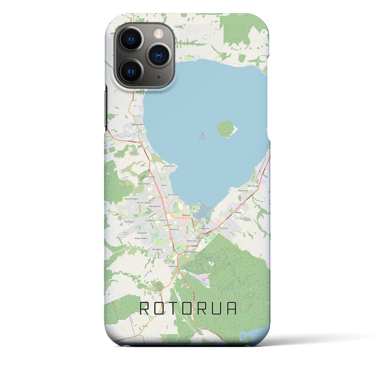 【ロトルア】地図柄iPhoneケース（バックカバータイプ・ナチュラル）iPhone 11 Pro Max 用