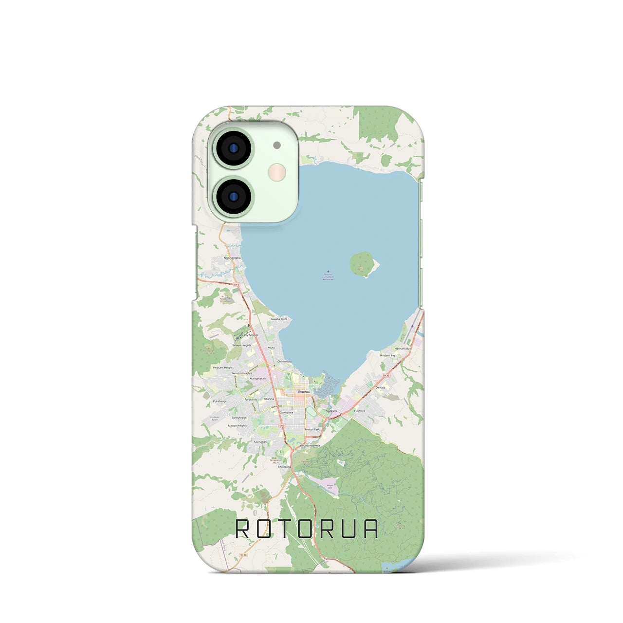 【ロトルア】地図柄iPhoneケース（バックカバータイプ・ナチュラル）iPhone 12 mini 用