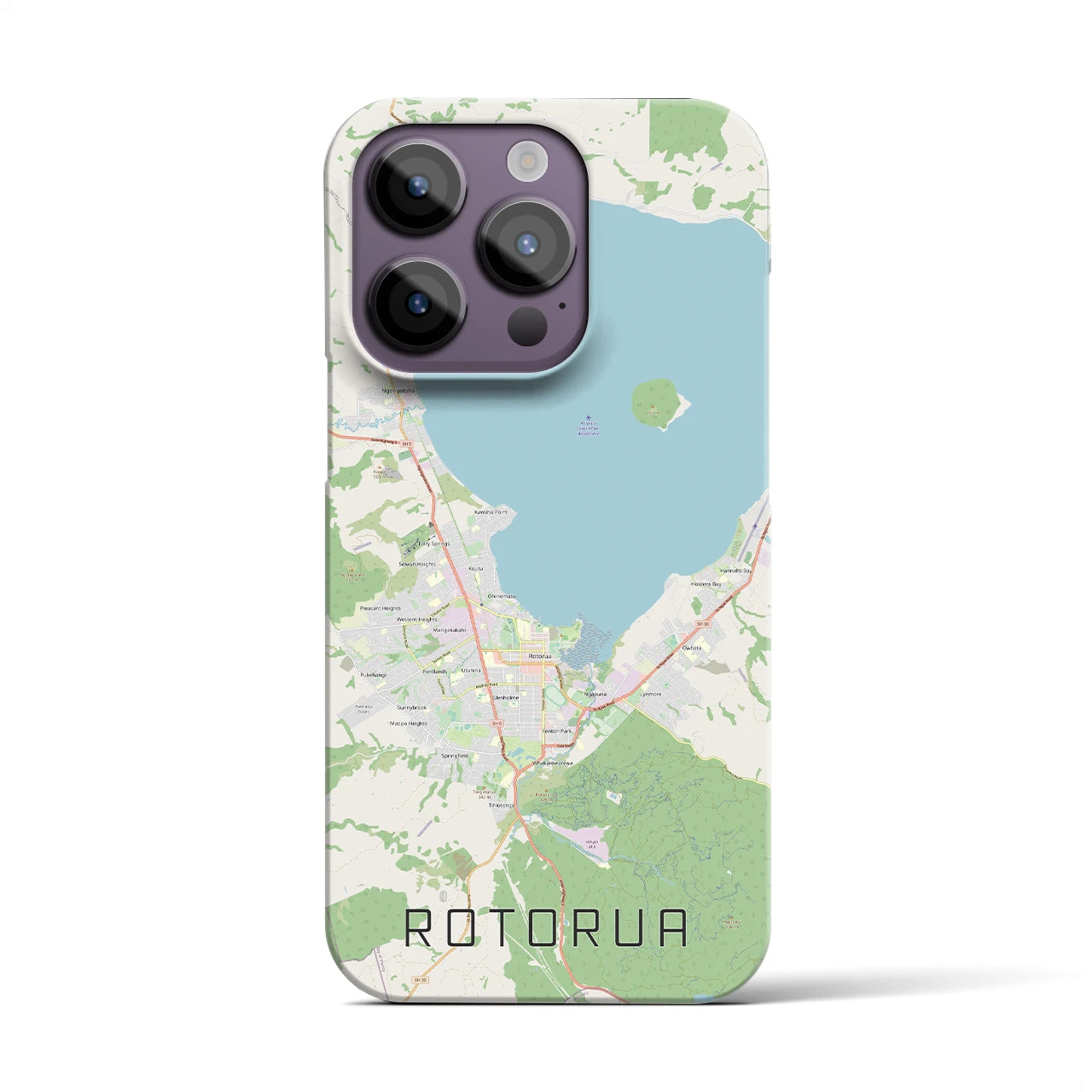 【ロトルア】地図柄iPhoneケース（バックカバータイプ・ナチュラル）iPhone 14 Pro 用
