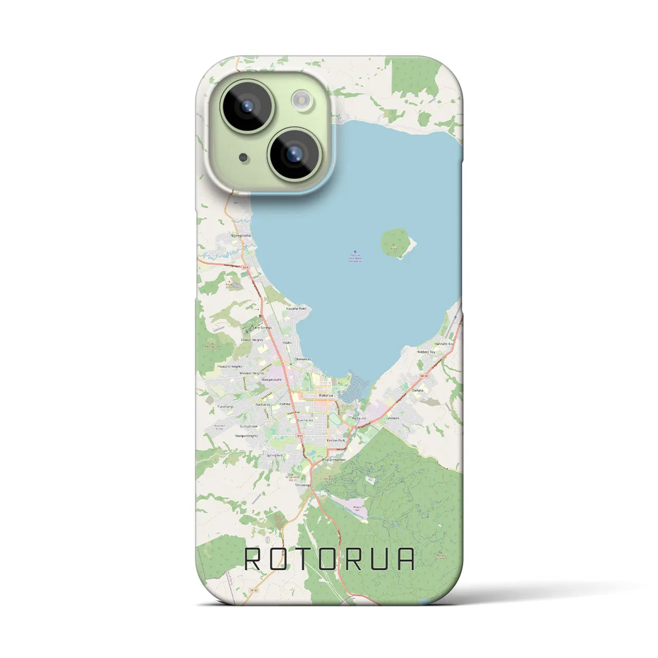 【ロトルア】地図柄iPhoneケース（バックカバータイプ・ナチュラル）iPhone 15 用