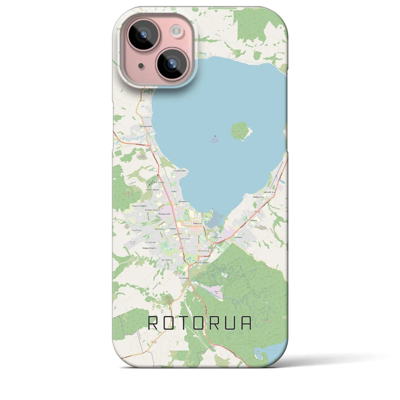 【ロトルア】地図柄iPhoneケース（バックカバータイプ・ナチュラル）iPhone 15 Plus 用