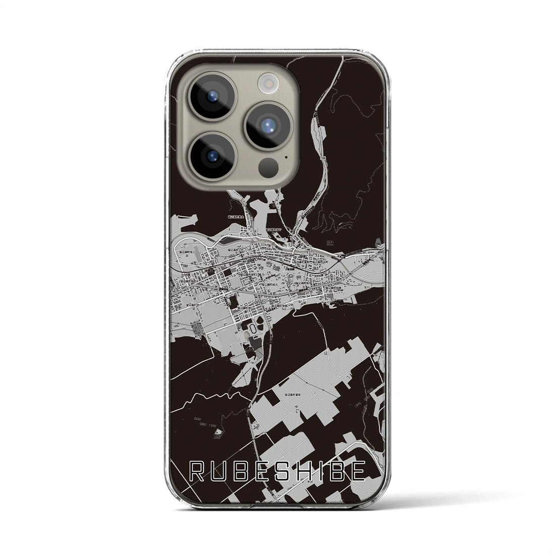 【留辺蘂】地図柄iPhoneケース（クリアタイプ・モノトーン）iPhone 15 Pro 用