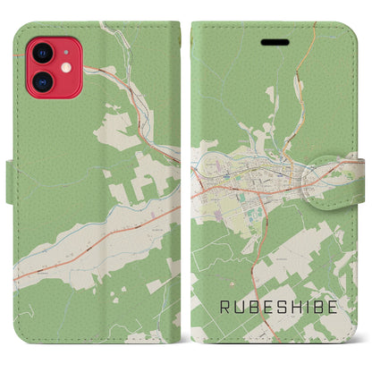 【留辺蘂（北海道）】地図柄iPhoneケース（手帳タイプ）ナチュラル・iPhone 11 用