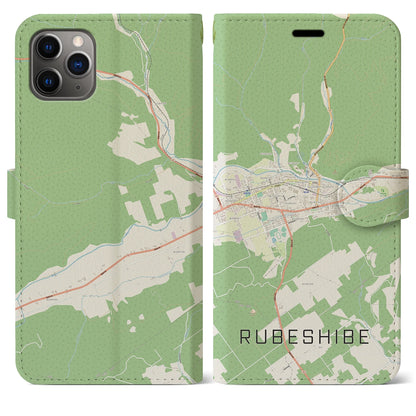 【留辺蘂（北海道）】地図柄iPhoneケース（手帳タイプ）ナチュラル・iPhone 11 Pro Max 用