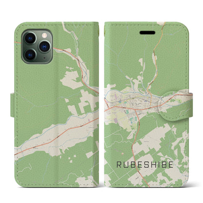 【留辺蘂（北海道）】地図柄iPhoneケース（手帳タイプ）ナチュラル・iPhone 11 Pro 用