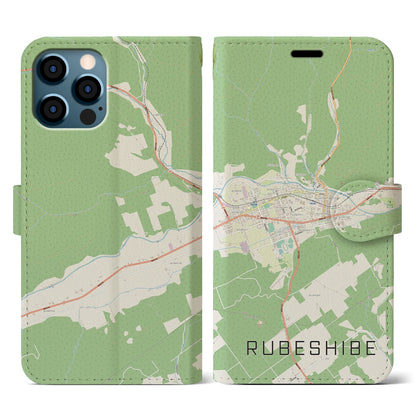 【留辺蘂（北海道）】地図柄iPhoneケース（手帳タイプ）ナチュラル・iPhone 12 / 12 Pro 用