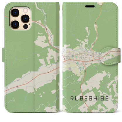 【留辺蘂（北海道）】地図柄iPhoneケース（手帳タイプ）ナチュラル・iPhone 12 Pro Max 用