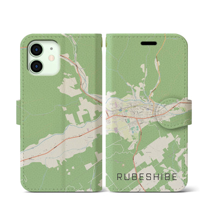 【留辺蘂（北海道）】地図柄iPhoneケース（手帳タイプ）ナチュラル・iPhone 12 mini 用