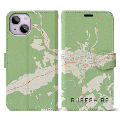 【留辺蘂（北海道）】地図柄iPhoneケース（手帳タイプ）ナチュラル・iPhone 14 用