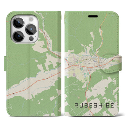 【留辺蘂（北海道）】地図柄iPhoneケース（手帳タイプ）ナチュラル・iPhone 14 Pro 用