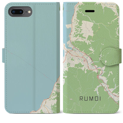 【留萌（北海道）】地図柄iPhoneケース（手帳タイプ）ナチュラル・iPhone 8Plus /7Plus / 6sPlus / 6Plus 用
