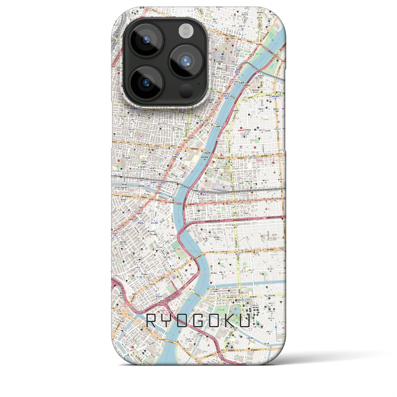 【両国】地図柄iPhoneケース（バックカバータイプ・ナチュラル）iPhone 15 Pro Max 用