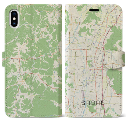 【鯖江（福井県）】地図柄iPhoneケース（手帳タイプ）ナチュラル・iPhone XS Max 用