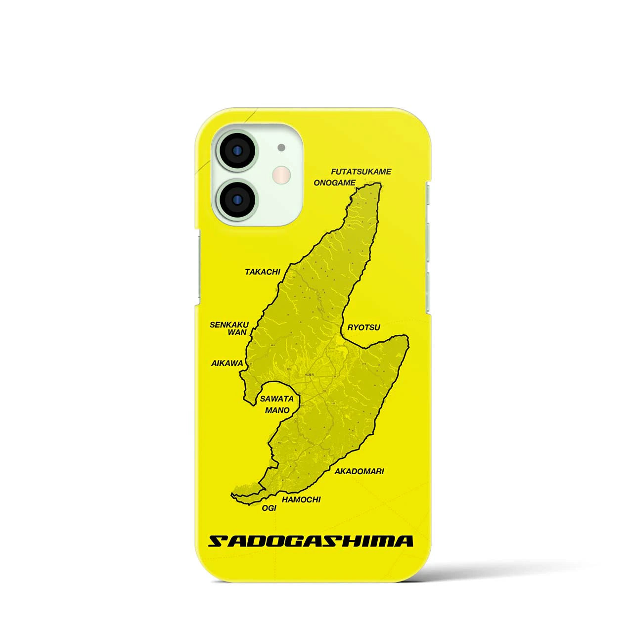 Recipro × Crossfield【佐渡島2】地図柄iPhoneケース（バックカバータイプ・イエロー）iPhone 12 mini 用
