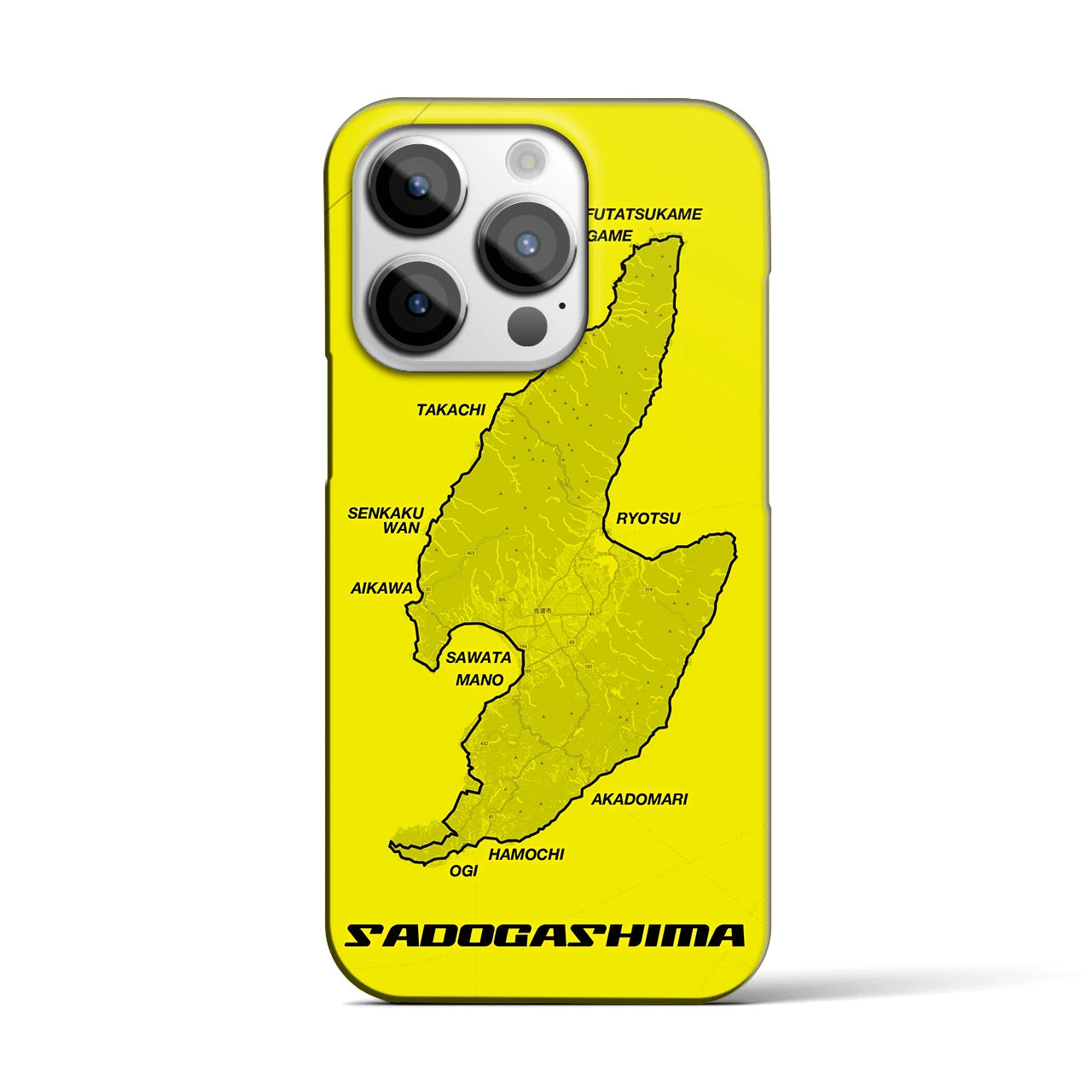 Recipro × Crossfield【佐渡島2】地図柄iPhoneケース（バックカバータイプ・イエロー）iPhone 14 Pro 用
