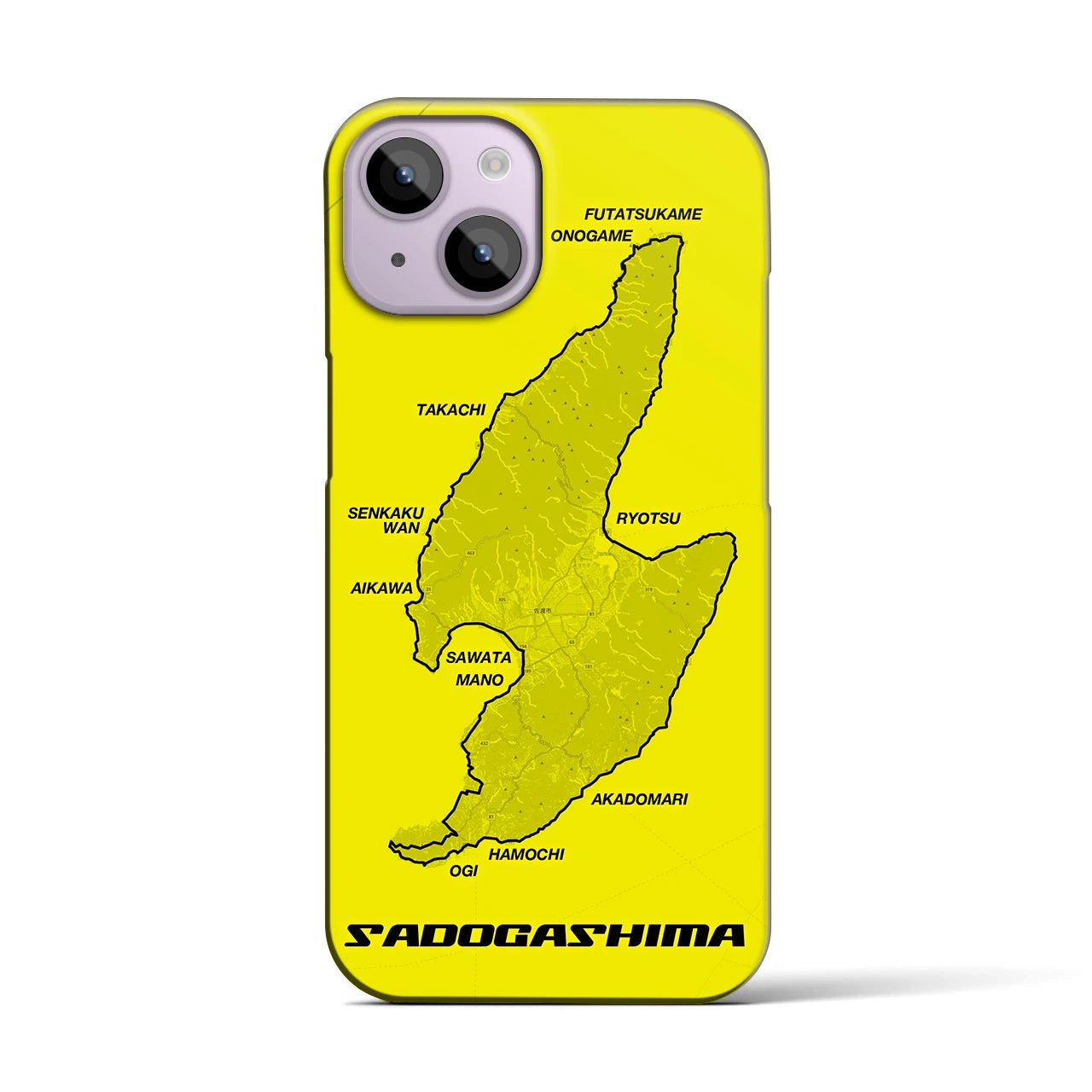 Recipro × Crossfield【佐渡島2】地図柄iPhoneケース（バックカバータイプ・イエロー）iPhone 14 用