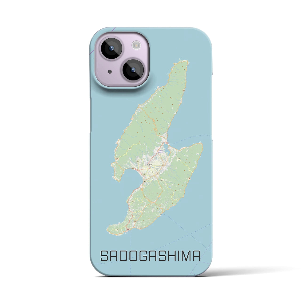 【佐渡島】地図柄iPhoneケース（バックカバータイプ・ナチュラル）iPhone 14 用