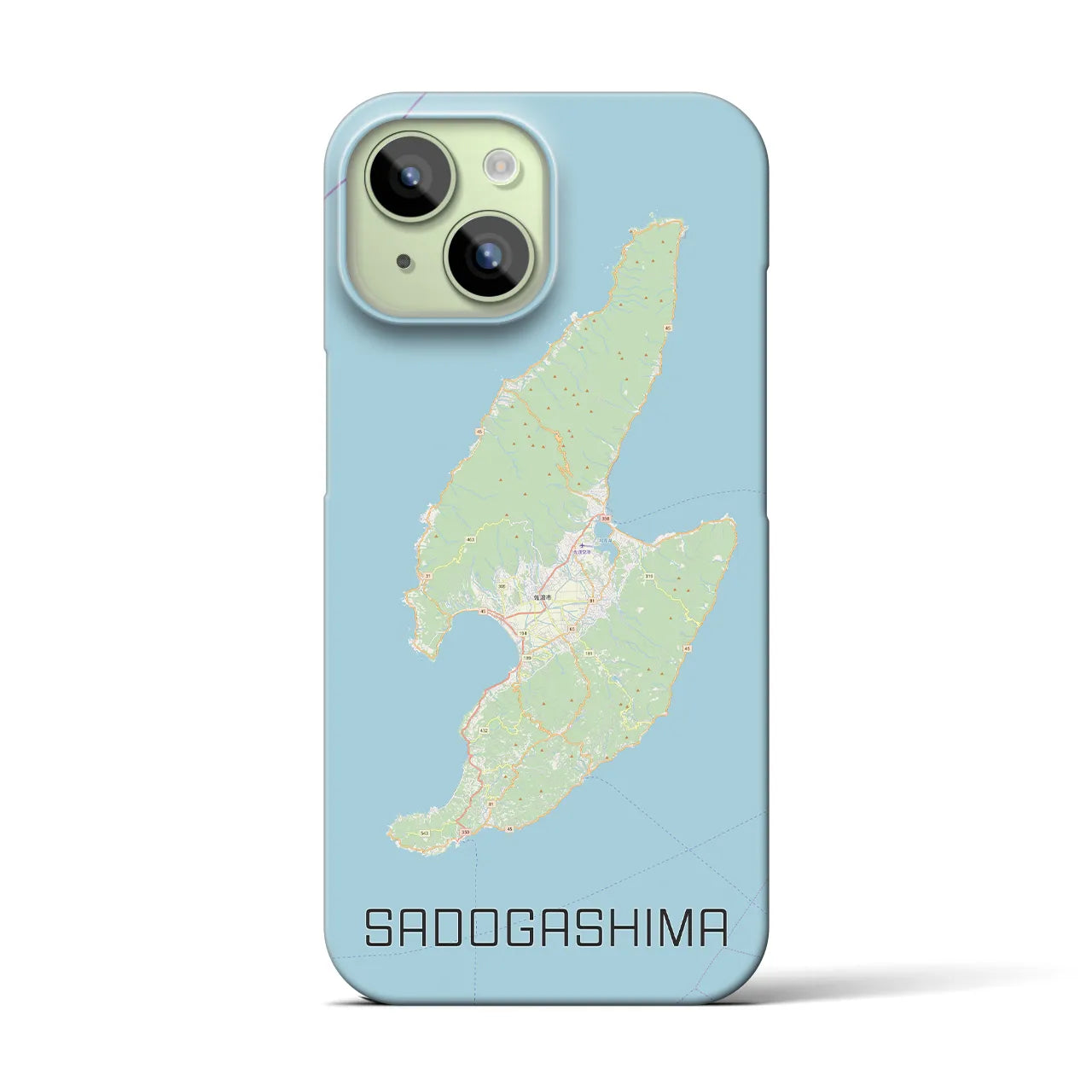 【佐渡島】地図柄iPhoneケース（バックカバータイプ・ナチュラル）iPhone 15 用