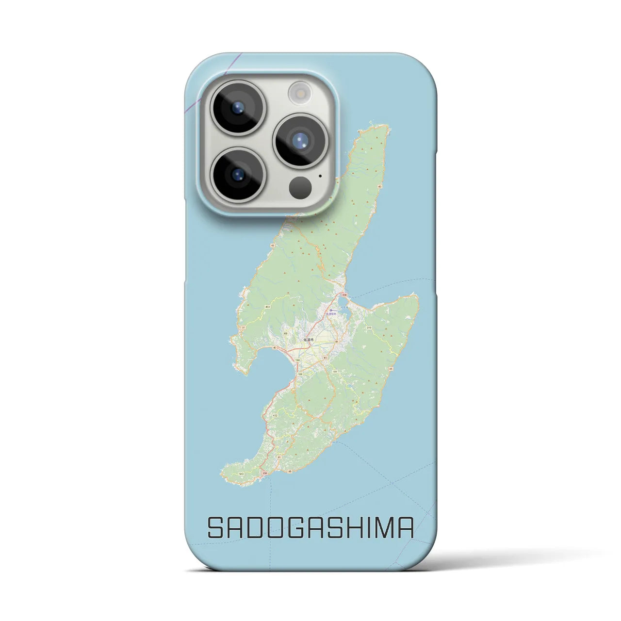 【佐渡島】地図柄iPhoneケース（バックカバータイプ・ナチュラル）iPhone 15 Pro 用