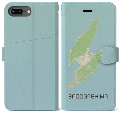 【佐渡島（新潟県）】地図柄iPhoneケース（手帳タイプ）ナチュラル・iPhone 8Plus /7Plus / 6sPlus / 6Plus 用