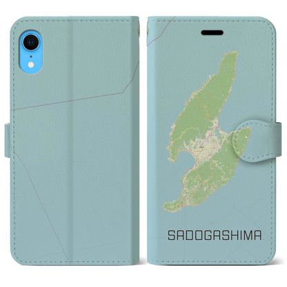 【佐渡島（新潟県）】地図柄iPhoneケース（手帳タイプ）ナチュラル・iPhone XR 用