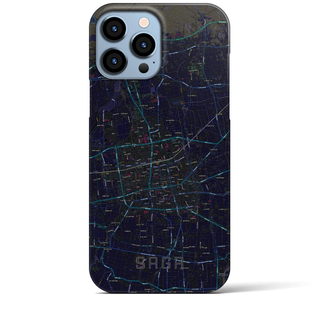 【佐賀2】地図柄iPhoneケース（バックカバータイプ・ブラック）iPhone 13 Pro Max 用