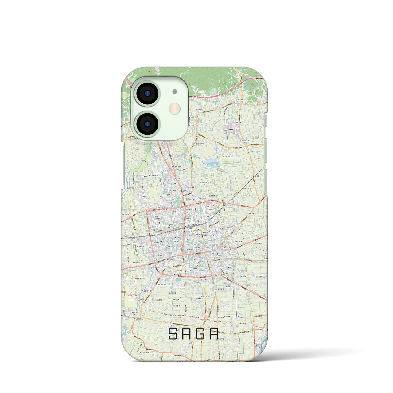 【佐賀2】地図柄iPhoneケース（バックカバータイプ・ナチュラル）iPhone 12 mini 用