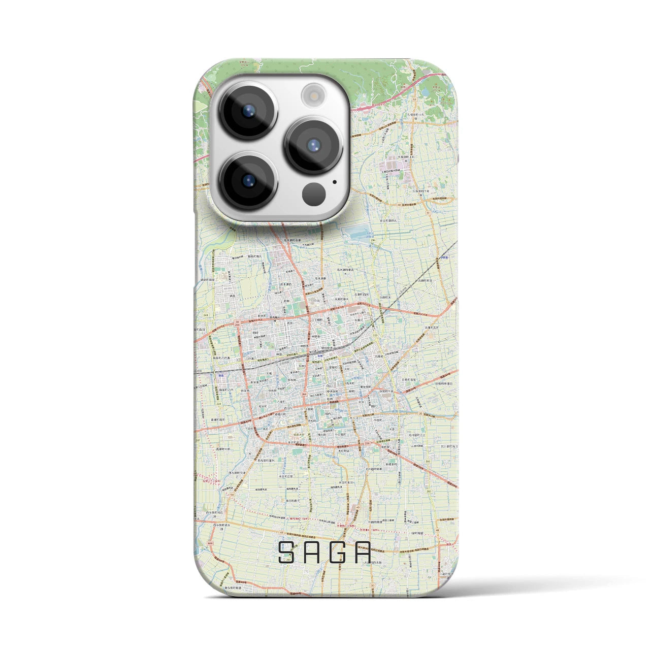 【佐賀2】地図柄iPhoneケース（バックカバータイプ・ナチュラル）iPhone 14 Pro 用