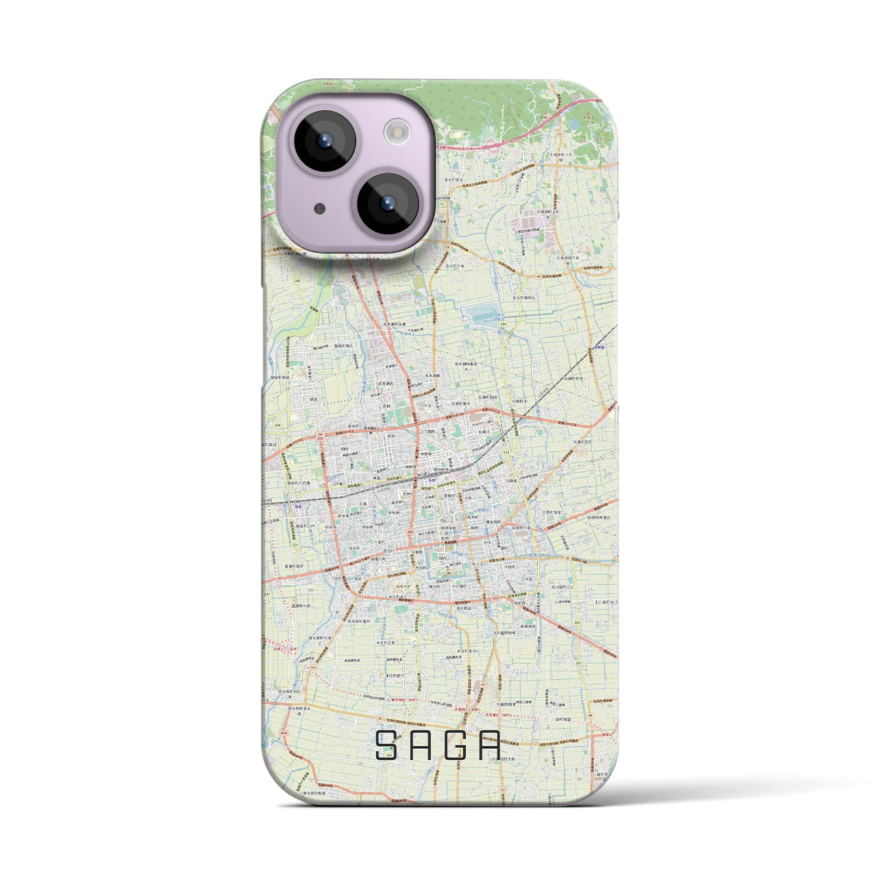 【佐賀2】地図柄iPhoneケース（バックカバータイプ・ナチュラル）iPhone 14 用