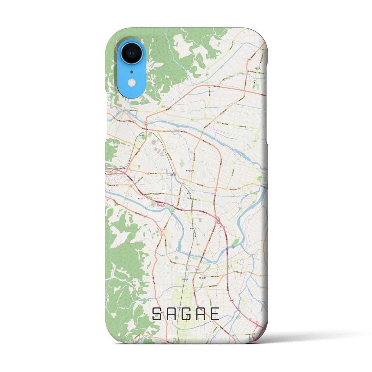 【寒河江】地図柄iPhoneケース（バックカバータイプ・ナチュラル）iPhone XR 用