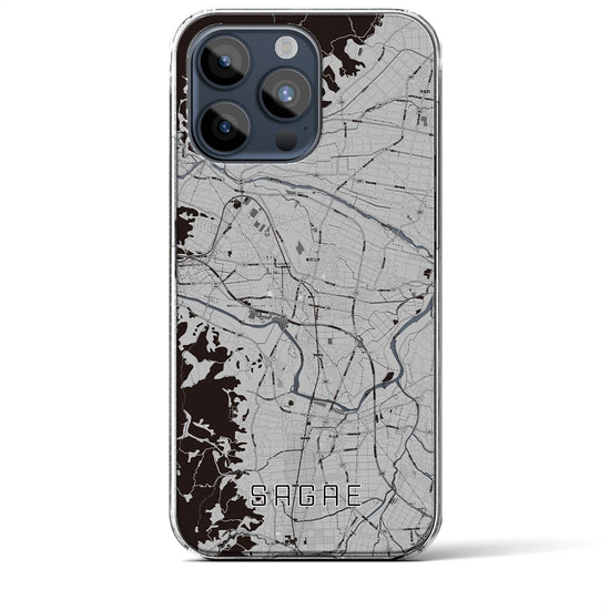 【寒河江】地図柄iPhoneケース（クリアタイプ・モノトーン）iPhone 15 Pro Max 用