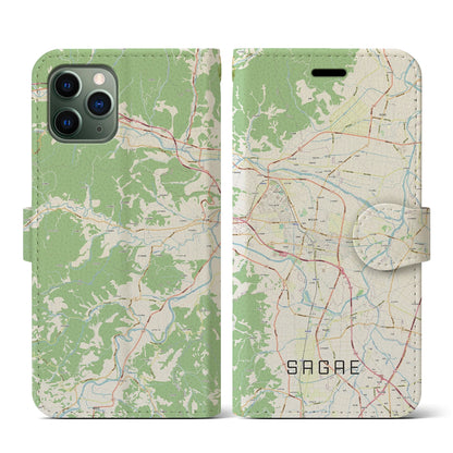 【寒河江（山形県）】地図柄iPhoneケース（手帳タイプ）ナチュラル・iPhone 11 Pro 用