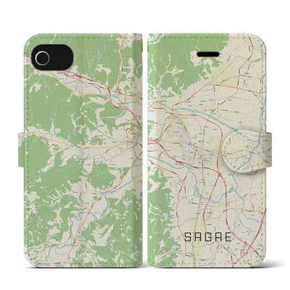 【寒河江（山形県）】地図柄iPhoneケース（手帳タイプ）ナチュラル・iPhone SE（第3 / 第2世代） / 8 / 7 / 6s / 6 用