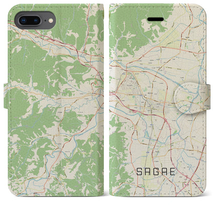 【寒河江（山形県）】地図柄iPhoneケース（手帳タイプ）ナチュラル・iPhone 8Plus /7Plus / 6sPlus / 6Plus 用