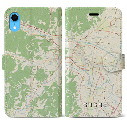 【寒河江（山形県）】地図柄iPhoneケース（手帳タイプ）ナチュラル・iPhone XR 用