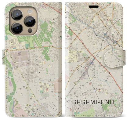 【相模大野（神奈川県）】地図柄iPhoneケース（手帳タイプ）ナチュラル・iPhone 14 Pro Max 用