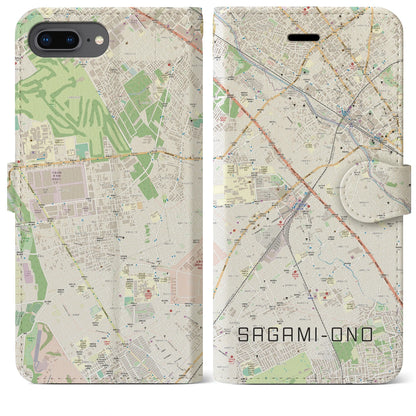 【相模大野（神奈川県）】地図柄iPhoneケース（手帳タイプ）ナチュラル・iPhone 8Plus /7Plus / 6sPlus / 6Plus 用