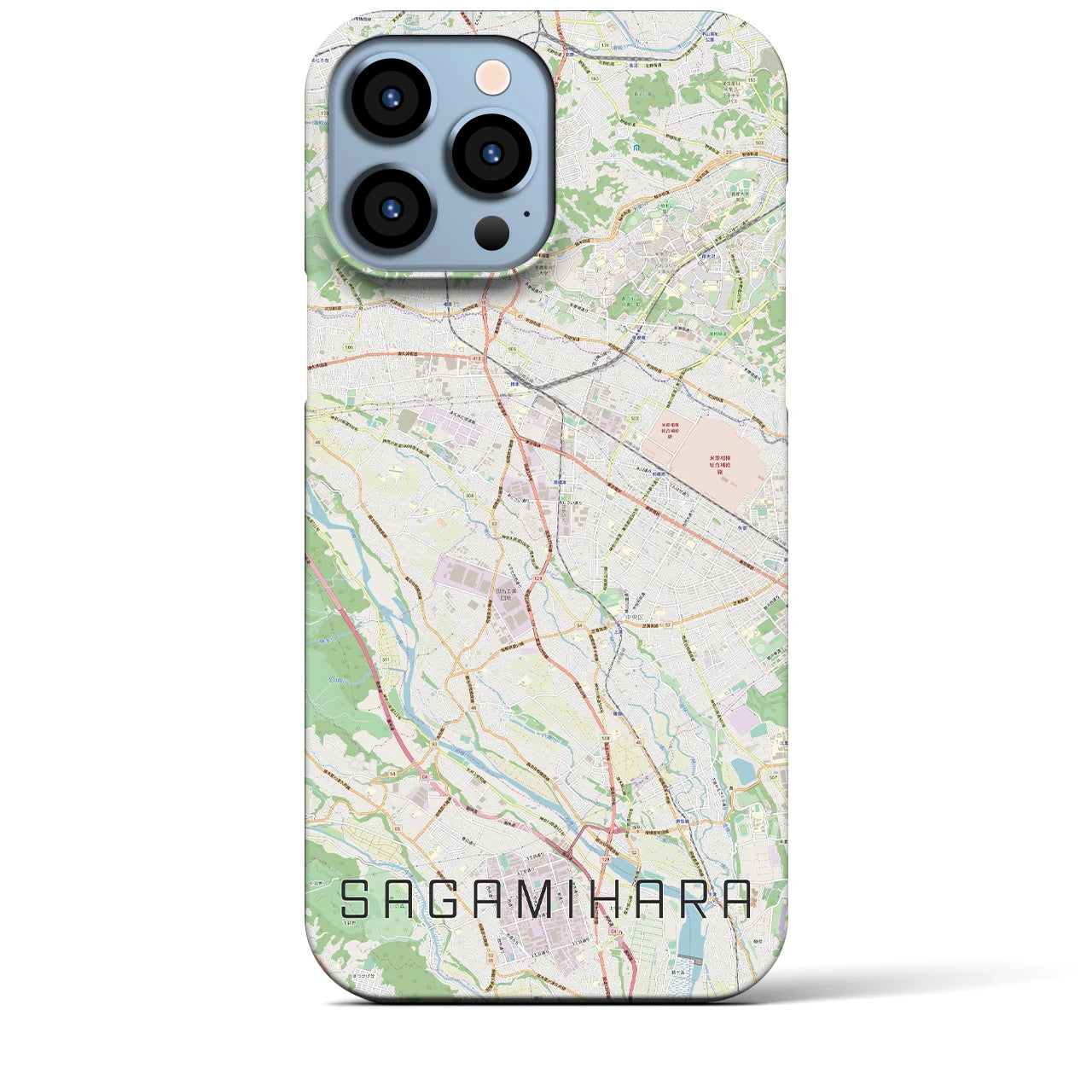 【相模原】地図柄iPhoneケース（バックカバータイプ・ナチュラル）iPhone 13 Pro Max 用