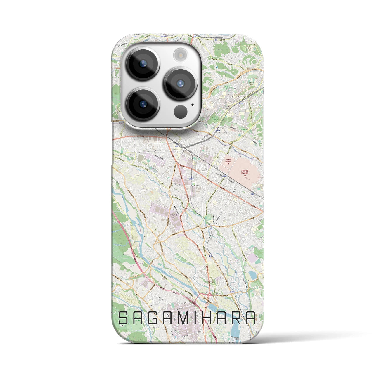【相模原】地図柄iPhoneケース（バックカバータイプ・ナチュラル）iPhone 14 Pro 用