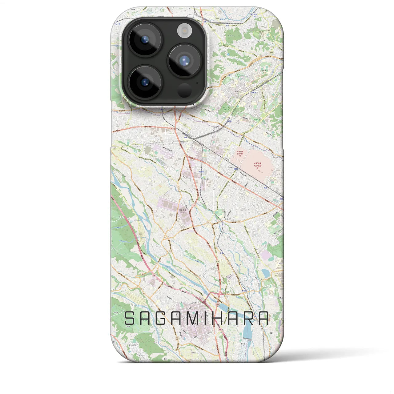 【相模原】地図柄iPhoneケース（バックカバータイプ・ナチュラル）iPhone 15 Pro Max 用