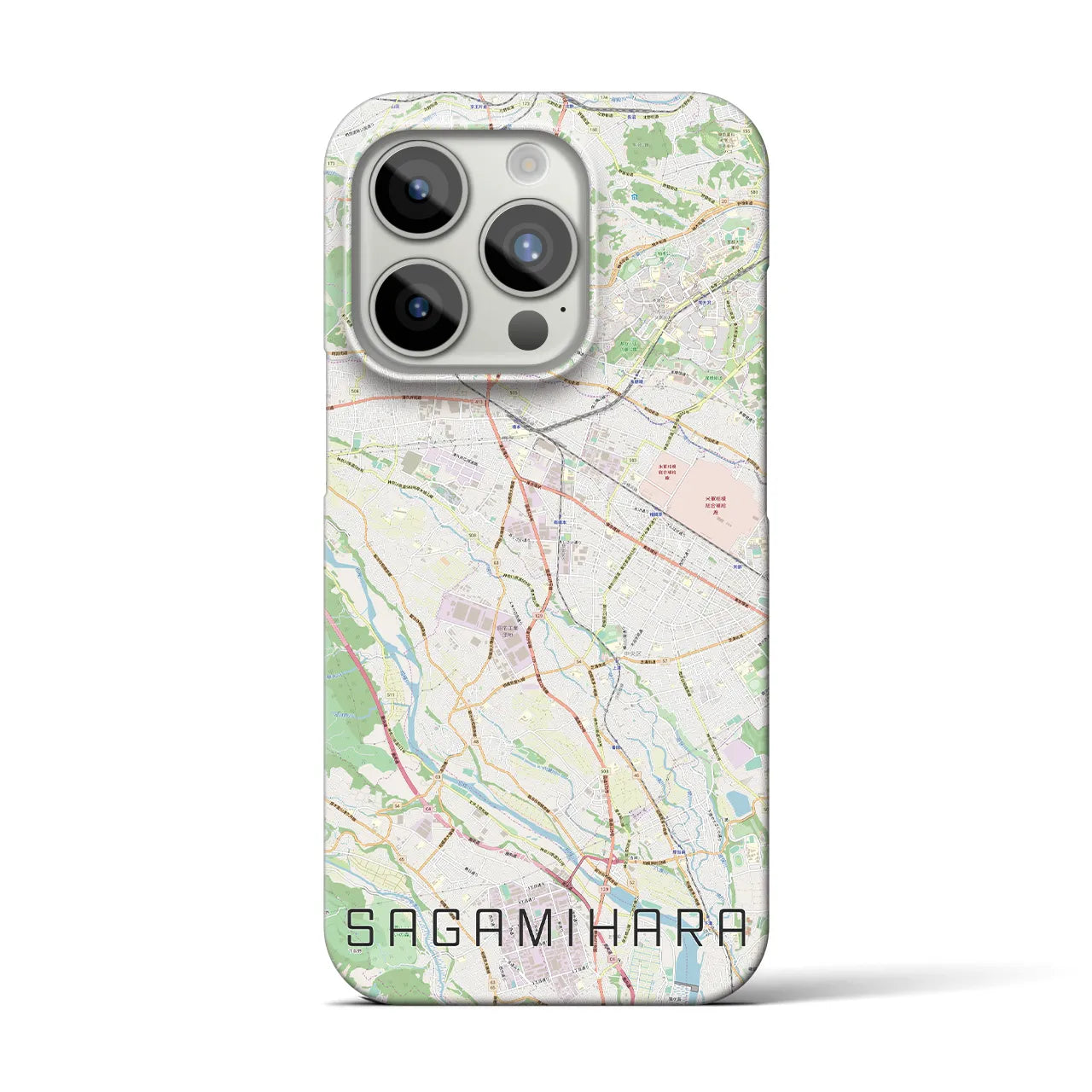 【相模原】地図柄iPhoneケース（バックカバータイプ・ナチュラル）iPhone 15 Pro 用