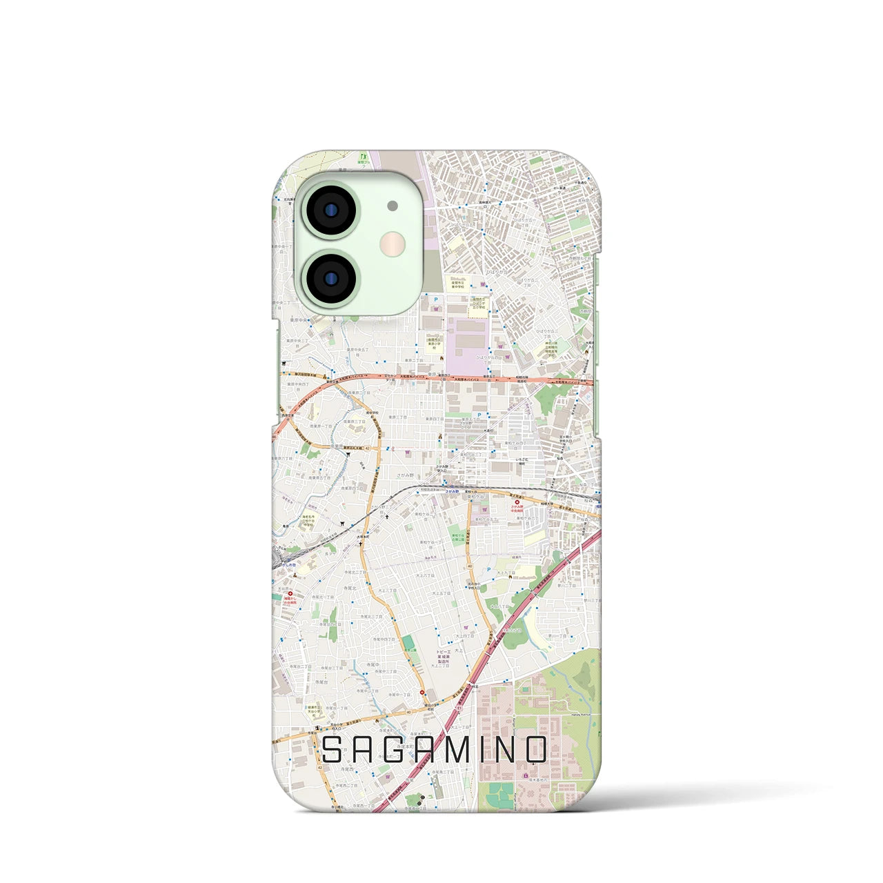 【さがみ野】地図柄iPhoneケース（バックカバータイプ・ナチュラル）iPhone 12 mini 用