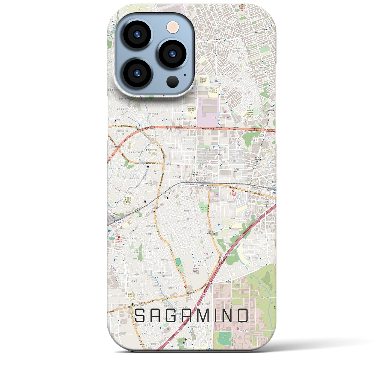【さがみ野】地図柄iPhoneケース（バックカバータイプ・ナチュラル）iPhone 13 Pro Max 用
