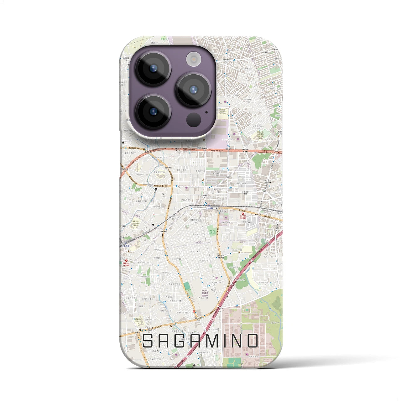 【さがみ野】地図柄iPhoneケース（バックカバータイプ・ナチュラル）iPhone 14 Pro 用