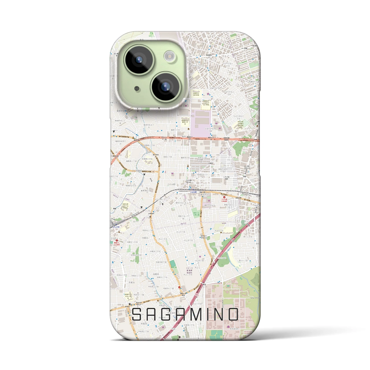 【さがみ野】地図柄iPhoneケース（バックカバータイプ・ナチュラル）iPhone 15 用