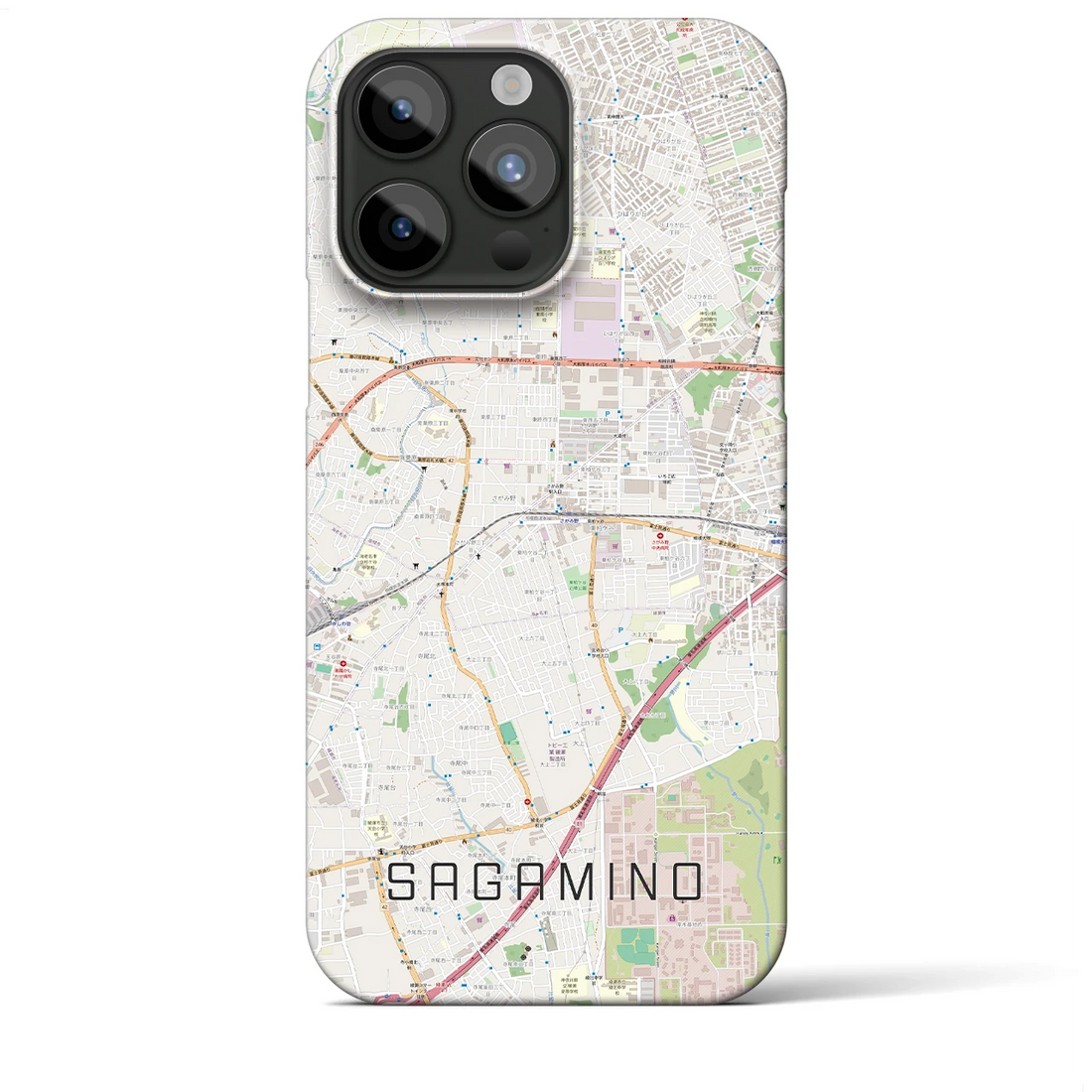 【さがみ野】地図柄iPhoneケース（バックカバータイプ・ナチュラル）iPhone 15 Pro Max 用